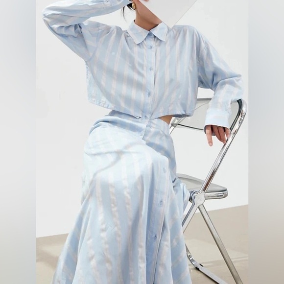 MOUSSY PENELOPE STRIPED BUTTON UP DRESS maxi‎ SIZE Small - Picture 7 of 16